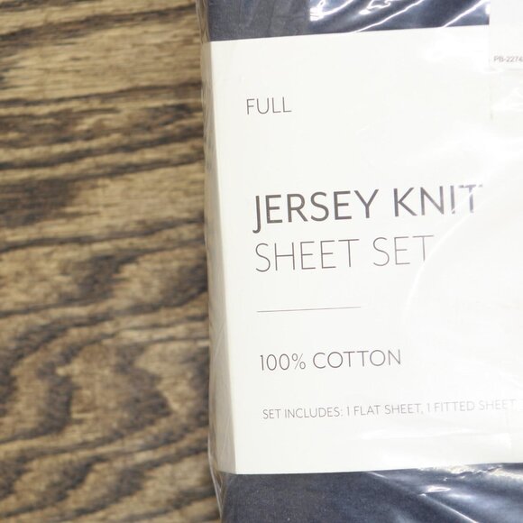 NWT IEnjoy Home Ultra Soft Cotton Jersey Sheet 4-Piece Sheet Set Navy Blue Full - Picture 8 of 11